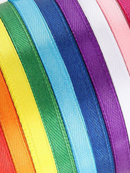 Набор лент атласных (10шт) 6мм*25±1ярд(23м±1м) №01/04/15/19/20/25/26/27/34/40 радуга АУ