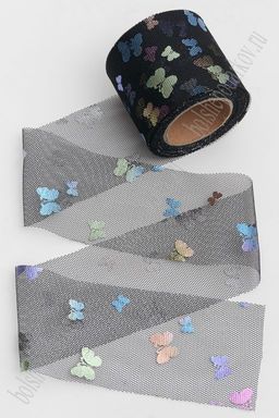 Фатин Бабочки 5,5 см*15 ярд (SF-6041) черный №2