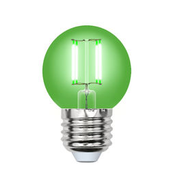 LED-G45-5W/GREEN/E27 GLA02GR Лампа светодиодная. Форма "шар". Серия Air color. Зеленый свет. Картон. ТМ Uniel