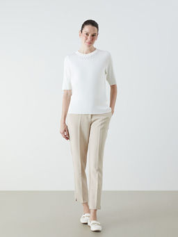 Bisiklet Yaka Ta?l? Kad?n Triko Kazak