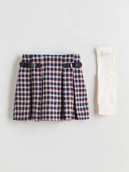 Beli Lastikli K?z ?ocuk ?ort Etek ve K?lotlu ?orap