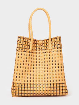 Сумка плетёная, 40×20×55 см, пластик, бежевая