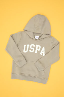 K_z _ocuk A__k Haki Payet __lemeli Kap__onlu Basic Sweatshirt Sepette S_rpriz _ndirim