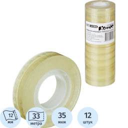 Клейкая лента канцелярская Комус 12х33 , 12 шт./уп.  фото 2