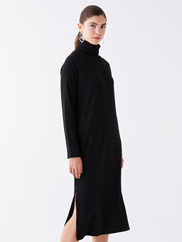 Bal?k?? Yaka D?z Uzun Kollu Kad?n Triko Elbise