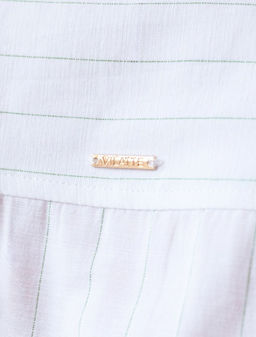 Блузка свободного силуэта в тонкую полоску из эластичного хлопка с добавлением льна - Vilatte фото 7