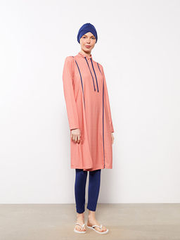 Dik Yaka Desenli Kad?n Tesett?r Mayo Tak?m?