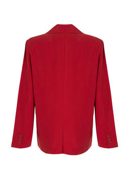 Trendyol Studio K?rm?z? Keten Gorunumlu Astarl? Dokuma Blazer Ceket TWOSS26BC00043