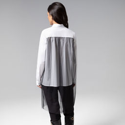 Рубашка комбинированная с сеткой, Срочно на обложку (white) - Charutti фото 11