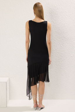 TRENDYOLMILLA Cok Renkli Asimetrik Bodycone/Vucuda Oturan Midi Orme Elbise TWOSS25EL00227 фото 5