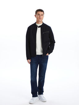 Slim Fit Biker Yaka Erkek Mont