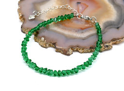 Браслет из циркона огранка 4мм, цвет изумруд, 18см