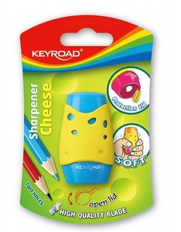Intelligent. Точилка Keyroad №6 "Сыр" 6см, 2отд, с накоп с держат, блист, цвет асс арт.KR971158