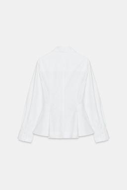 CAMISA POPEL?N PEPLUM ZW COLLECTION / Blanco - Zara фото 6