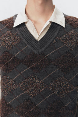 CHALECO PUNTO ROMBOS TEXTURA SOSHIOTSUKI X ZARA / Gris antracita  фото 4
