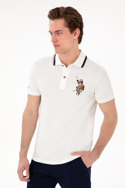 Erkek Slim Fit Polo Yaka Beyaz Basic Ti__rt Sepette S_rpriz _ndirim