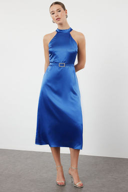 Saks A-Kesim Parlak Tas Toka Detayl? Dokuma Saten Elbise TPRSS24EL00238 - Trendyolmilla фото 2