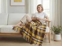 Плед ALTRO арт.ТП1200-12 ЗОЛЬТАУ (клетка желто-корич.)