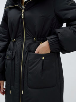 Пальто зимнее женское стильное с норкой люкс класса черного цвета 8628Ch - Mtforce фото 10