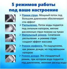 Лейка для душа 5 РЕЖИМОВ с фильтром, черный - Family фото 6