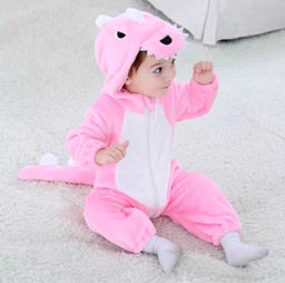 Кигуруми комбинезон детский на молнии - Дракон розовый