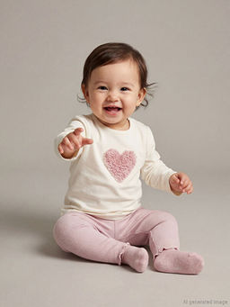 Kalp Bask?l? K?z Bebek Bluz ve Tayt