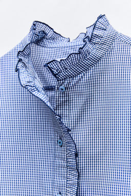 GINGHAM CHECK SHIRT WITH RUFFLES - Zara фото 5
