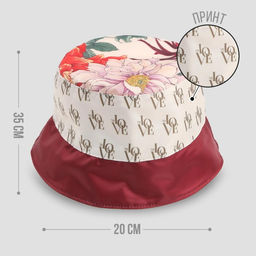 Панама Цветы, цвет бордовый, 56-58 рр. - Overhat фото 10