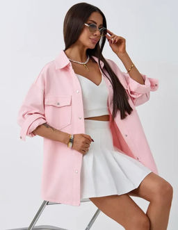 K13011 Джинсовая рубашка OVER SIZE РОЗОВЫЙ