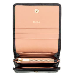 Итальянский кожаный кошелек DuDu серии Flores | черно-розовый - Dudubags фото 4