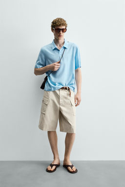CAMISA POLO FLUIDA MEZCLA VISCOSA / Celeste
