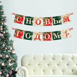Гирлянда на ленте новогодняя С Новым годом!, длина 2 м