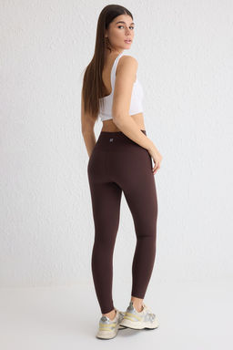 Kahverengi Soft F?rcal? Kumas Reflektor Bask? Detayl? Tam Boy Orme Spor Tayt THMAW25TY00020