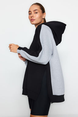 TRENDYOLMILLA Lacivert Renk Bloklu Genis Kal?p Ici Polarl? Orme Spor Sweatshirt TWOSS22SW0074  фото 9