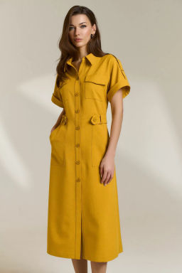 Платье 0832 горчичный - Diliafashion фото 3