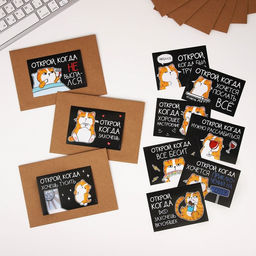 Набор конвертов Открой, когда... (Кот чб), 10шт., 16 х 11,5 см