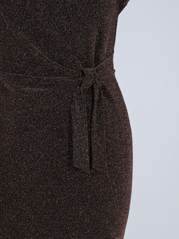 Платье с люрексом коричневое - Almond фото 5