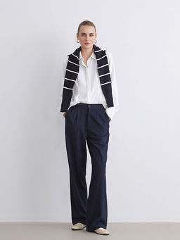 Loose Fit ?izgili Kad?n Pantolon