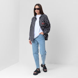 Джинсы женские мом MIST: Denim, размер (30) 46-48, голубые