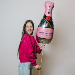 Цена за 2 шт. Воздушный шар фольгированный 36" «Шампанское», фигура, с подложкой