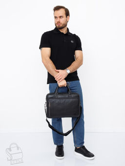 Портфель мужской кожаный 0991Z black Zinimsk