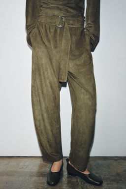 FAUX SUEDE BALLOON TROUSERS