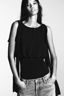 COMBINED GEORGETTE BODYSUIT WITH BOWS - Zara фото 5