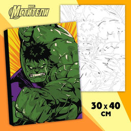 Картина по номерам в плёнке Халк, 30х40 см, Мстители