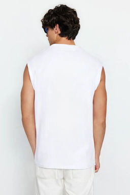 Siyah Oversize/Genis Kesim Basic Etiketli %100 Pamuk Kolsuz T-shirt/Atlet TMNSS25AL00002 - Trendyolmilla фото 10