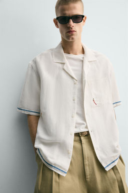 CAMISA VISCOSA - LINO BORDADOS CONTRASTE / Blanco - Zara фото 5