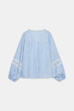 EMBROIDERED STRIPED BLOUSE - Zara фото 8