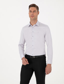 Gri %100 Pamuk Slim Fit Uzun Kollu Basic G_mlek
