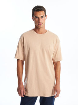 Oversize Bisiklet Yaka K?sa Kollu Penye Erkek Ti??rt