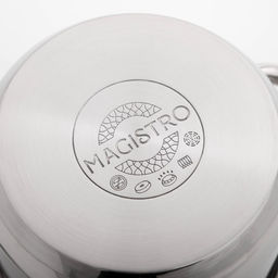 Кастрюля Magistro Klimena, 2,5 л, нержавеющая сталь, AISI - 201, крышка-дуршлаг, носик для слива, капсульное дно, индукция
